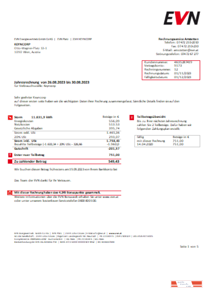 EVN electricity utility business bill, page 1 SCR PSD template